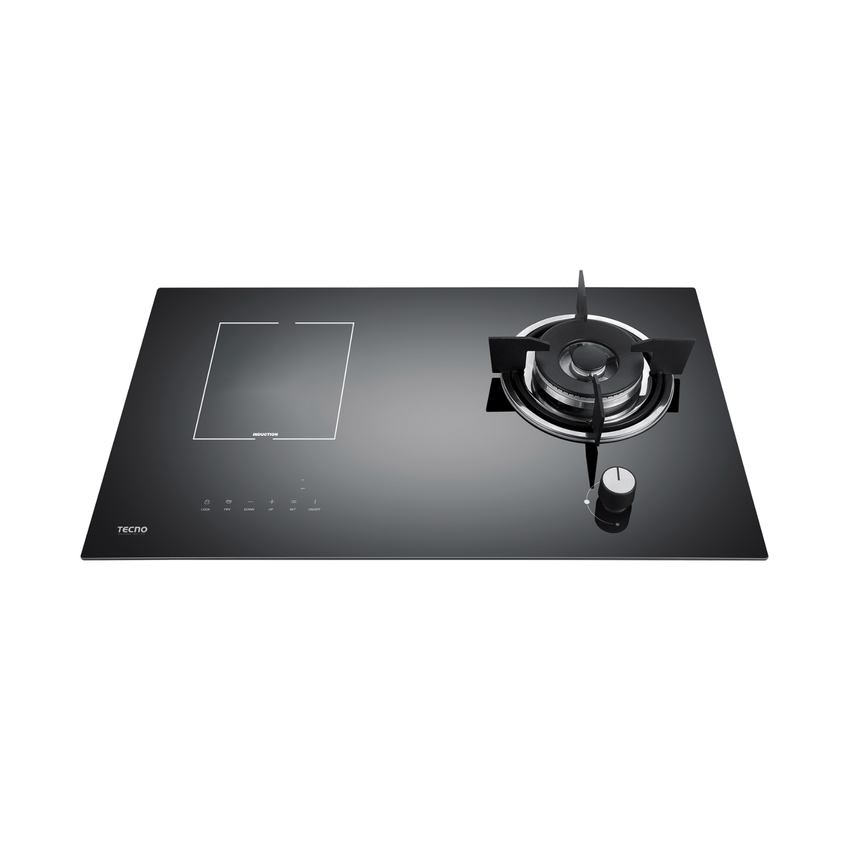 Tecno T 788GI - 73cm Gas-Induction Hybrid glass Hob 2 Burners