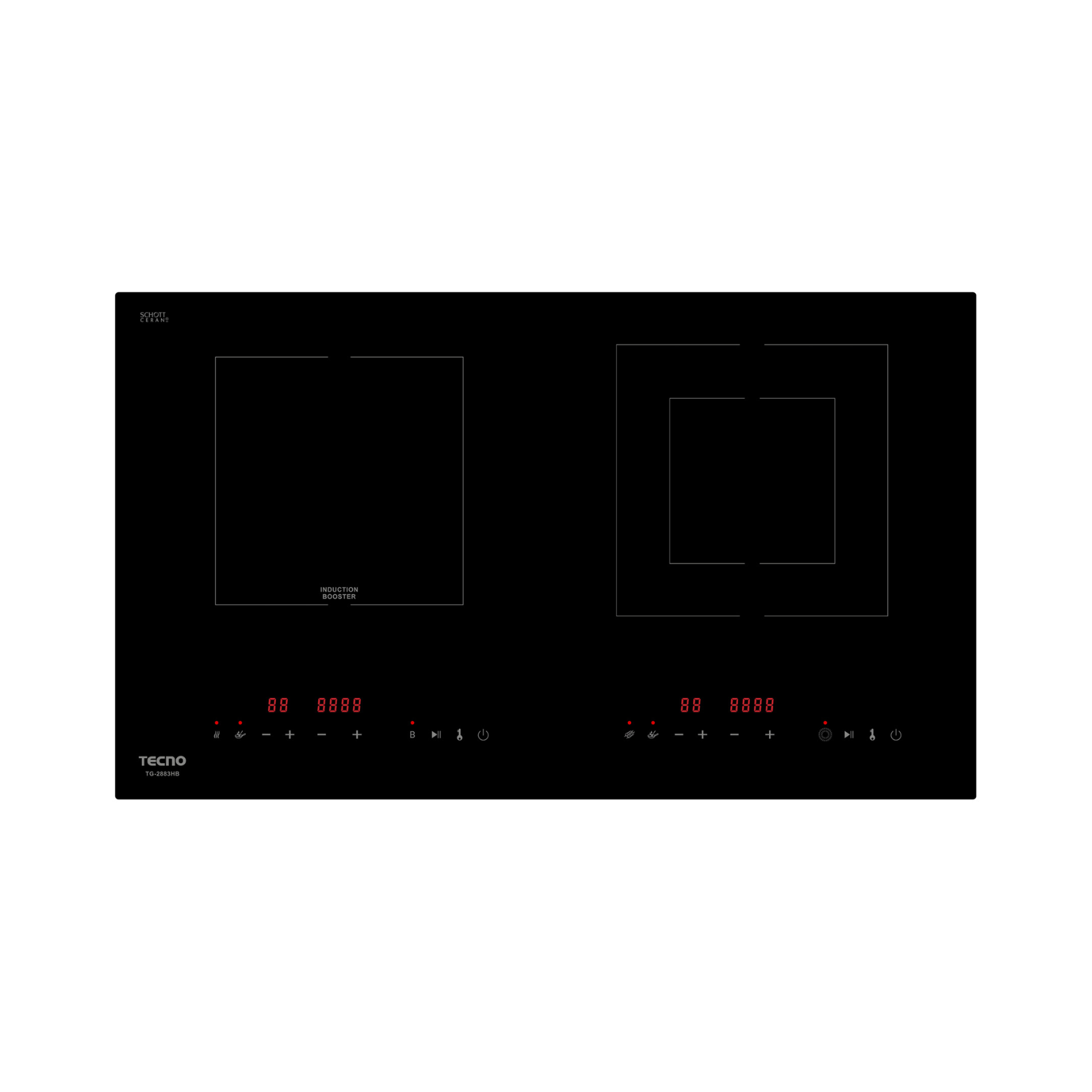 Tecno TG 2883HB - 75cm Induction-Ceramic Hybrid Hob 2 Burners