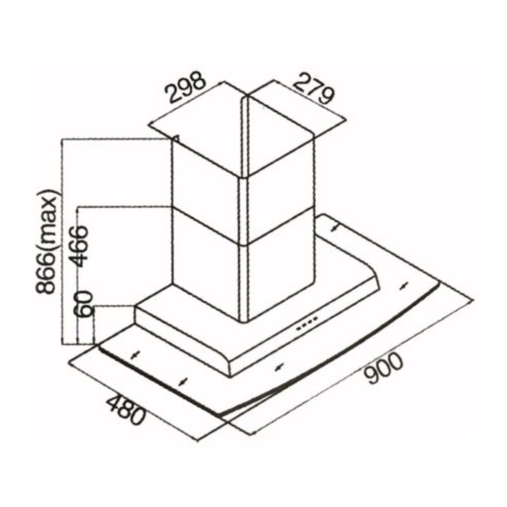 Tecno KA 9808 - 90cm Chimney Cooker Hood