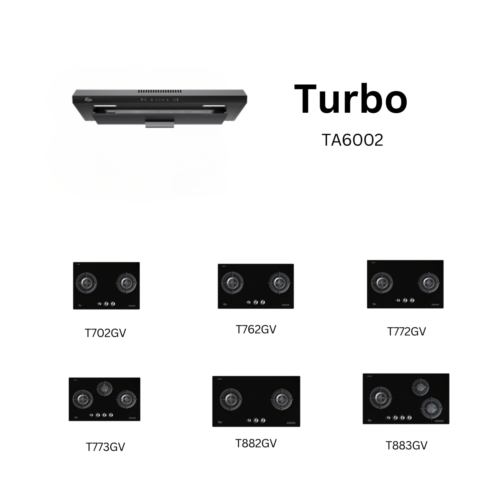 Turbo TA6002 - 90cm Matt Black Slim Hood + Hob Package