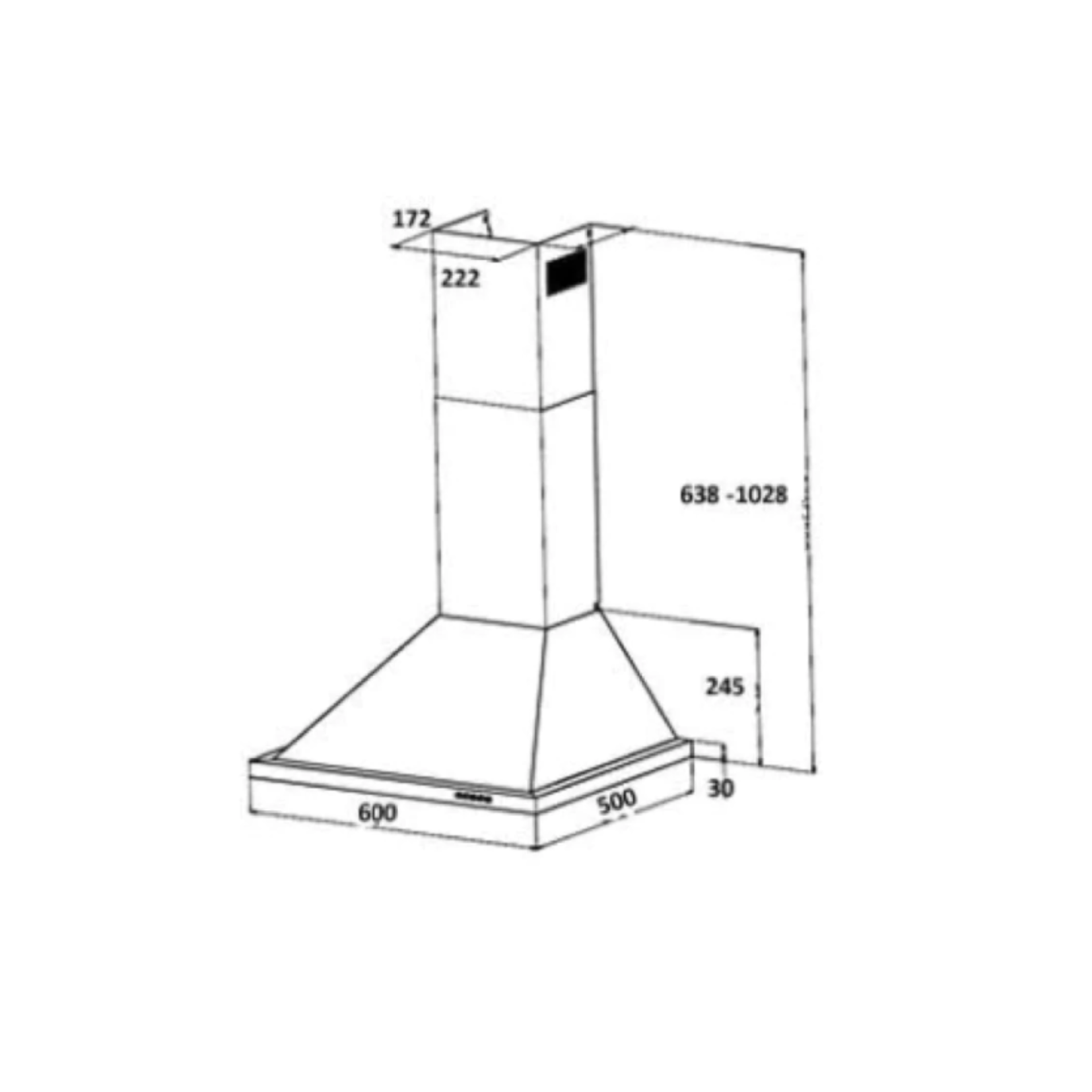 Turbo TAC2-60 - 60cm Stainless Steel Chimney Hood