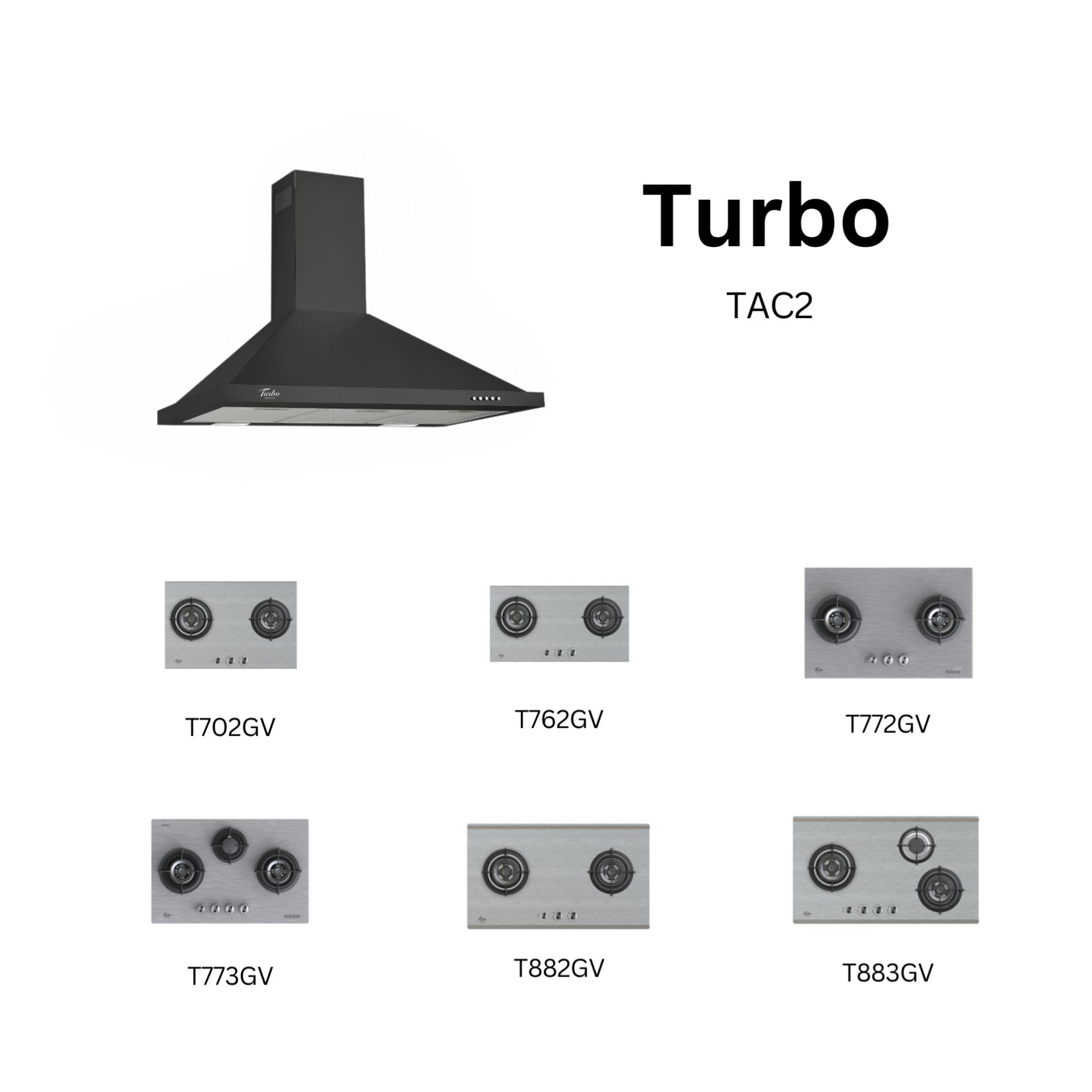 Turbo TAC2-900 - 90cm Matt Black Chimney Hood + Hob Package