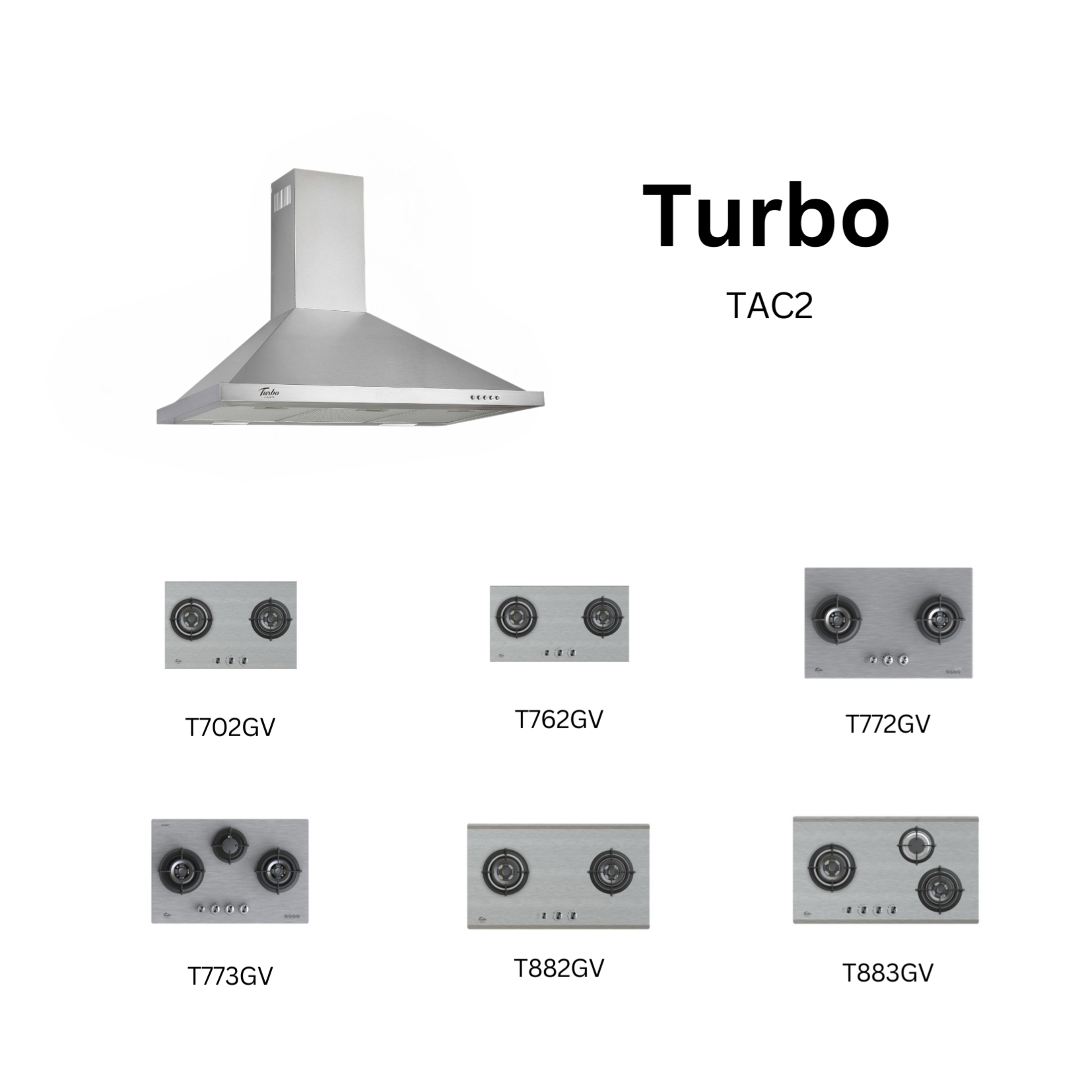 Turbo TAC2-900 - 90cm Stainless Steel Chimney Hood + Hob Package