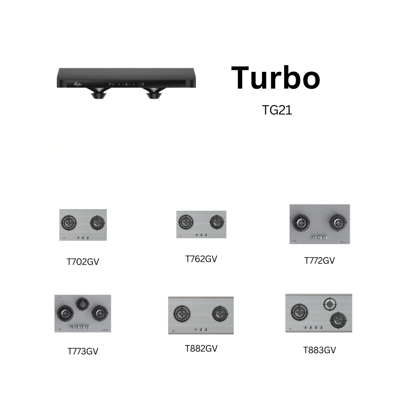 Turbo TG21 - 90cm Matt Black Slim Hood + Hob Package