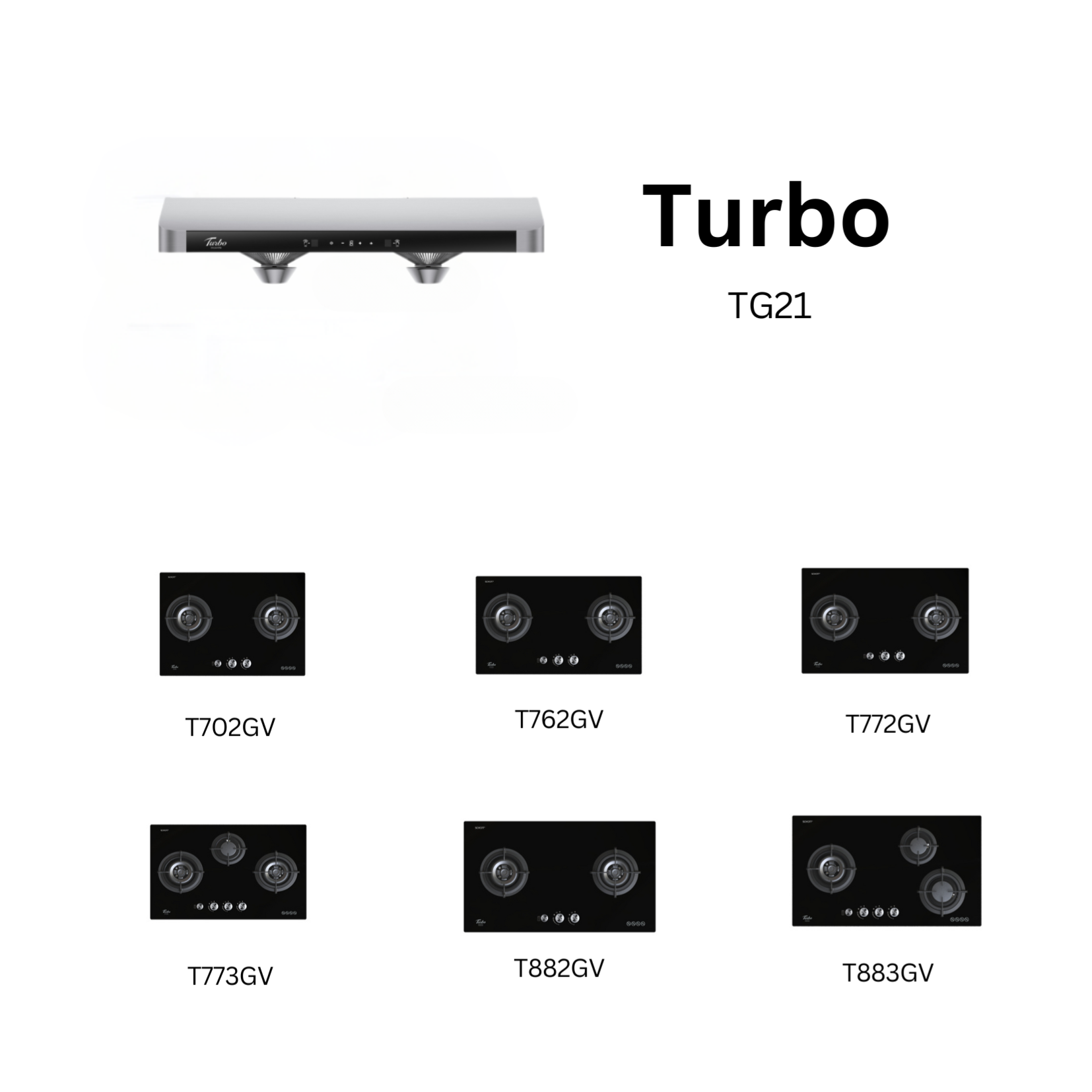 Turbo TG21 - 90cm Stainless Steel Slim Hood + Hob Package