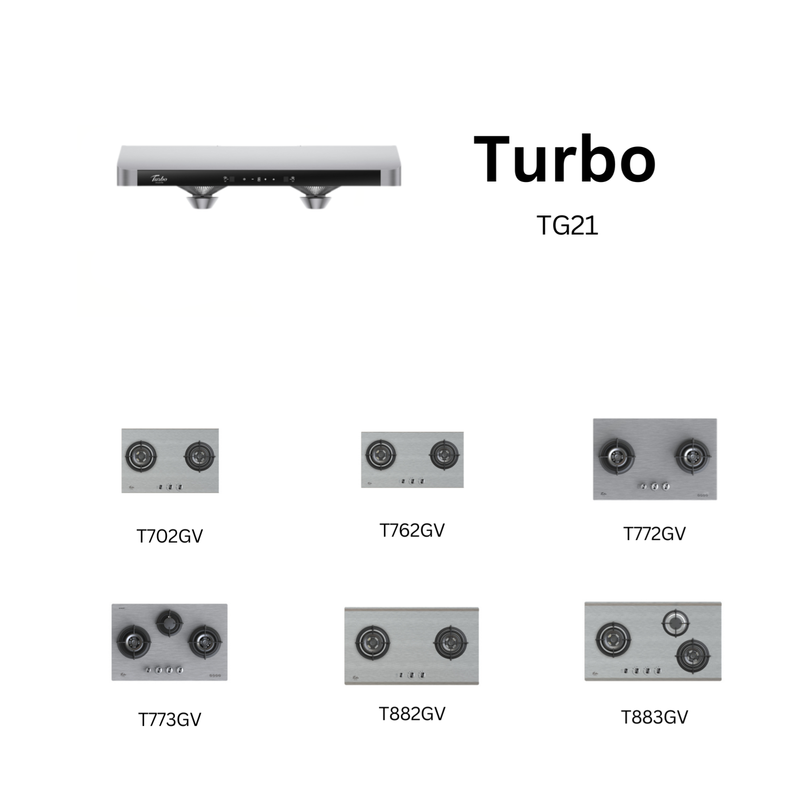 Turbo TG21 - 90cm Stainless Steel Slim Hood + Hob Package