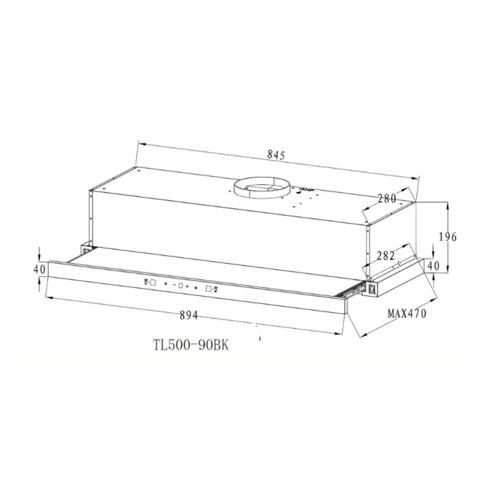 Turbo TL500-90 - 90cm Telescopic Hood