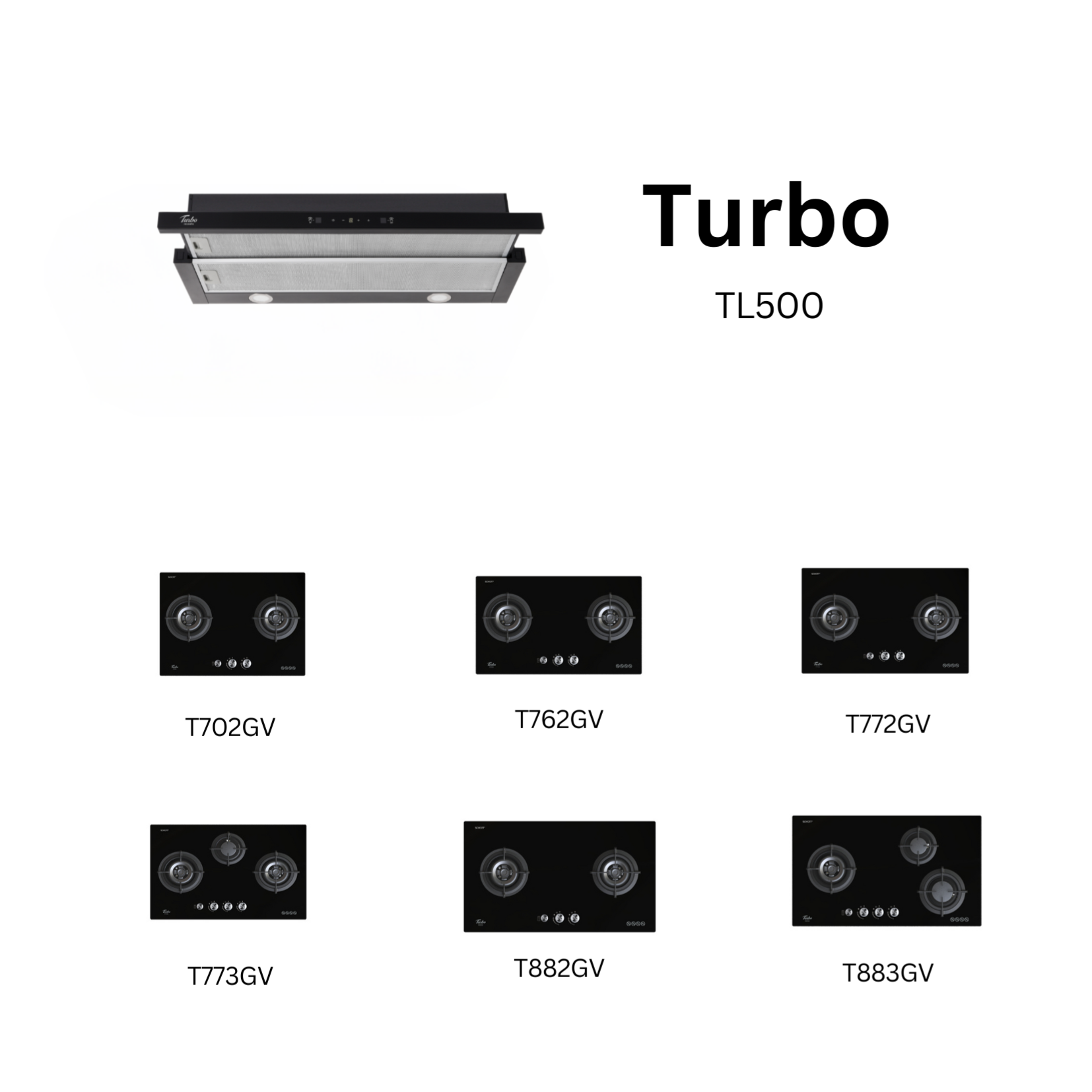 Turbo TL500 - 90cm Black Telescopic Hood + Hob Package