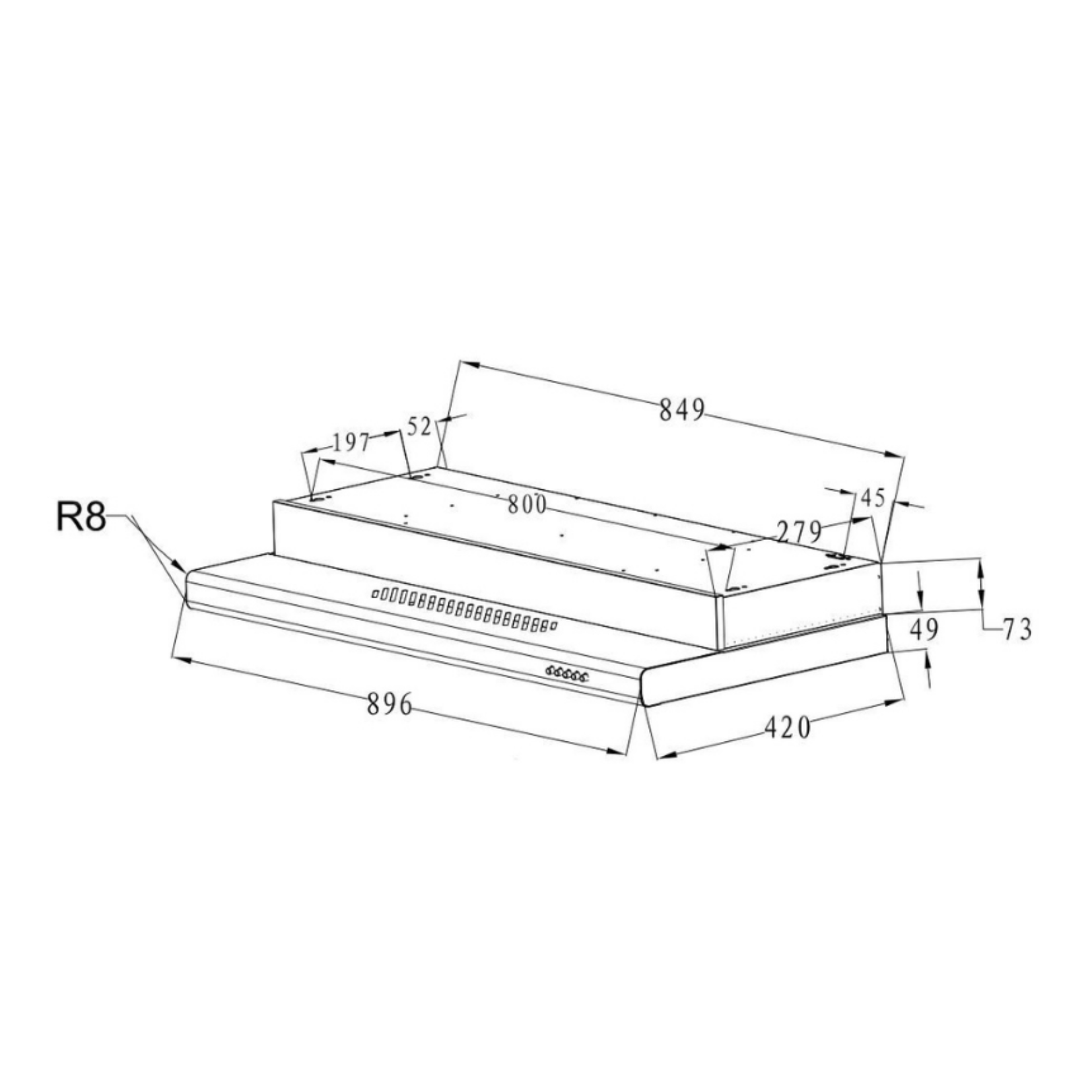 Turbo TSL-902TSS-3 - 90cm Stainless Steel Slimline Hood