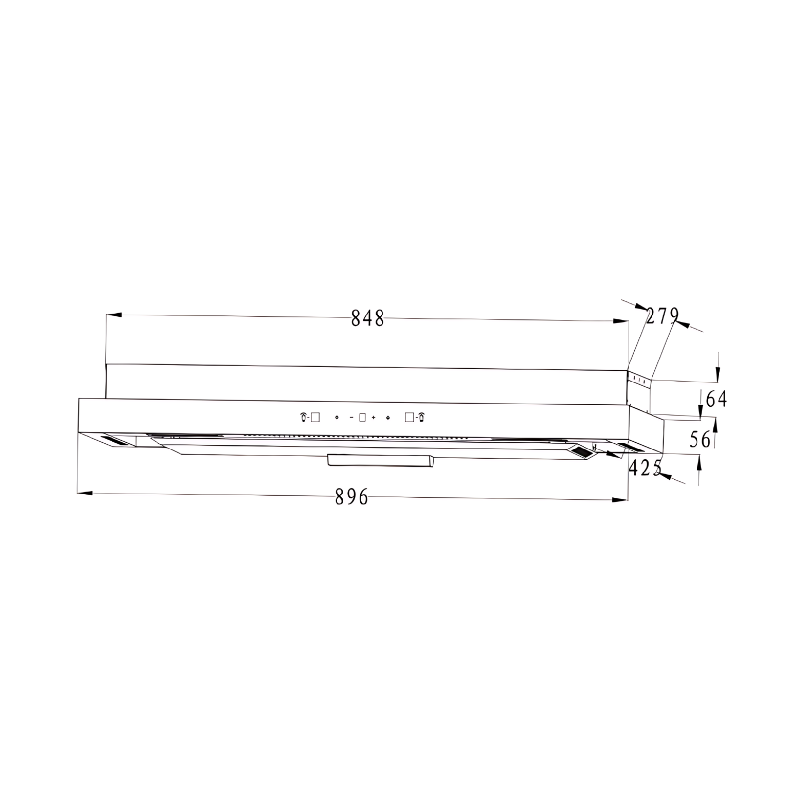 Turbo TSL615-90BK - 90cm Slimline Hood