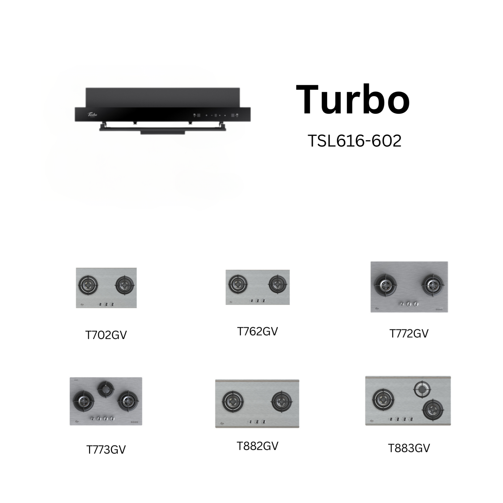 Turbo TSL616-602 - 60cm Matt Black Range Hood + Hob Package