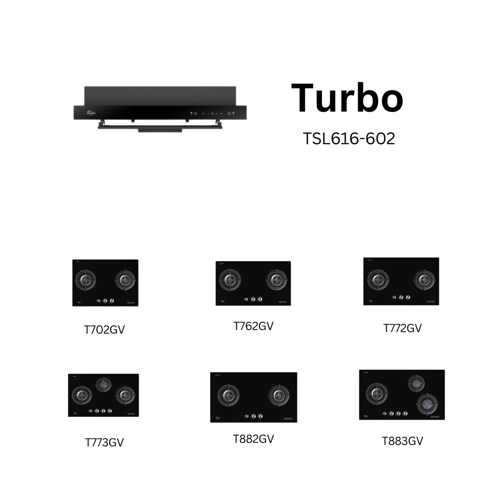 Turbo TSL616-602 - 60cm Matt Black Range Hood + Hob Package