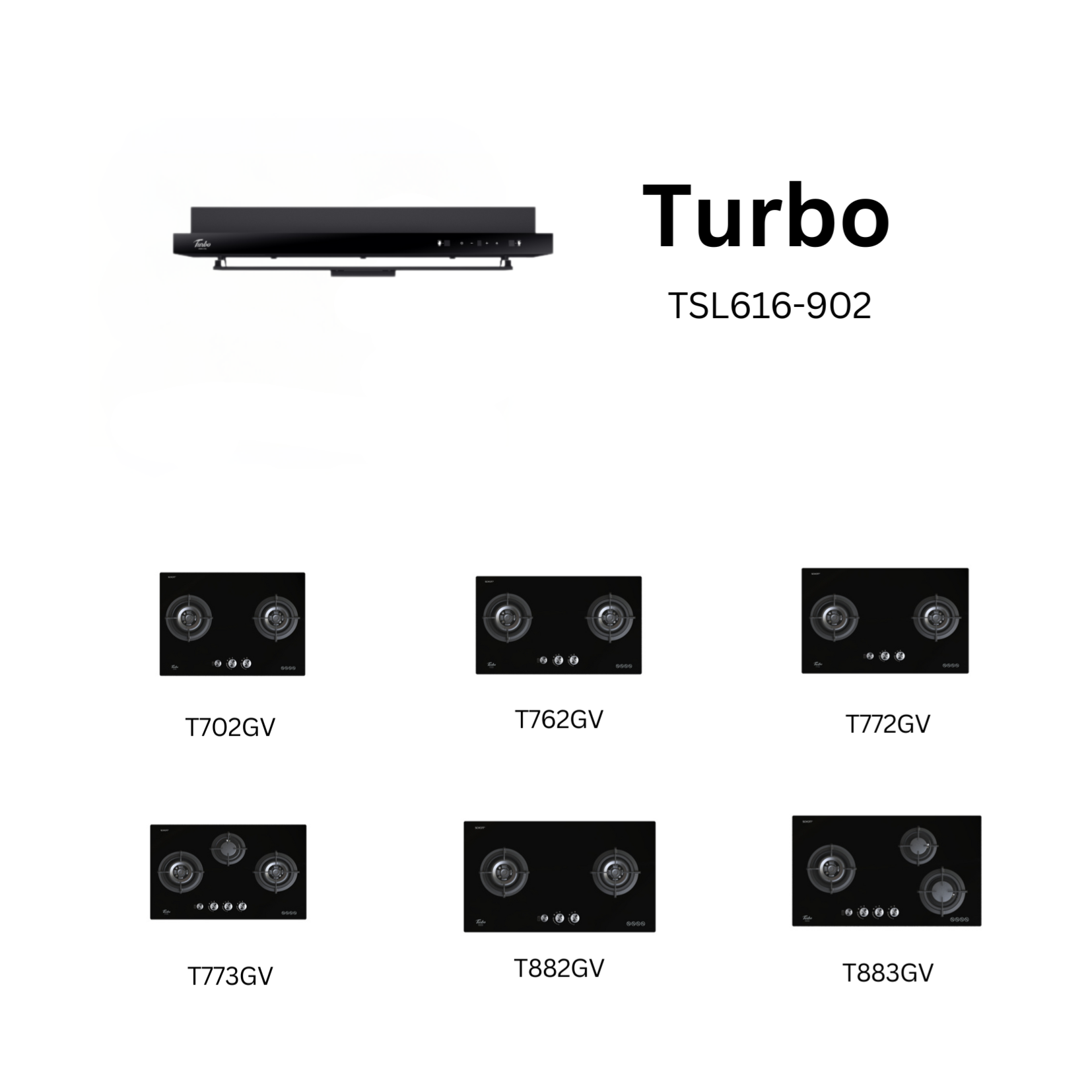 Turbo TSL616-902 - 90cm Matt Black Range Hood + Hob Package