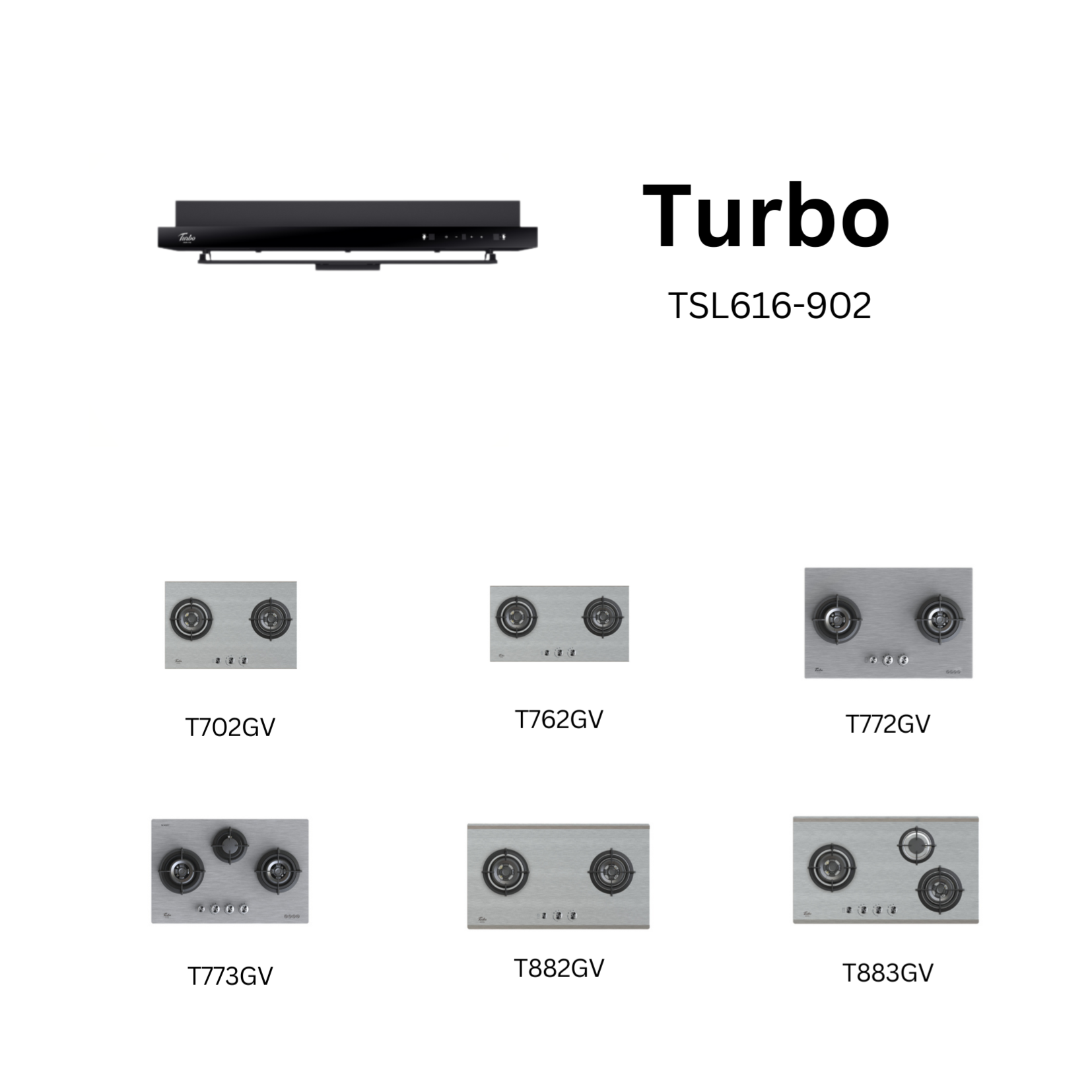 Turbo TSL616-902 - 90cm Matt Black Range Hood + Hob Package