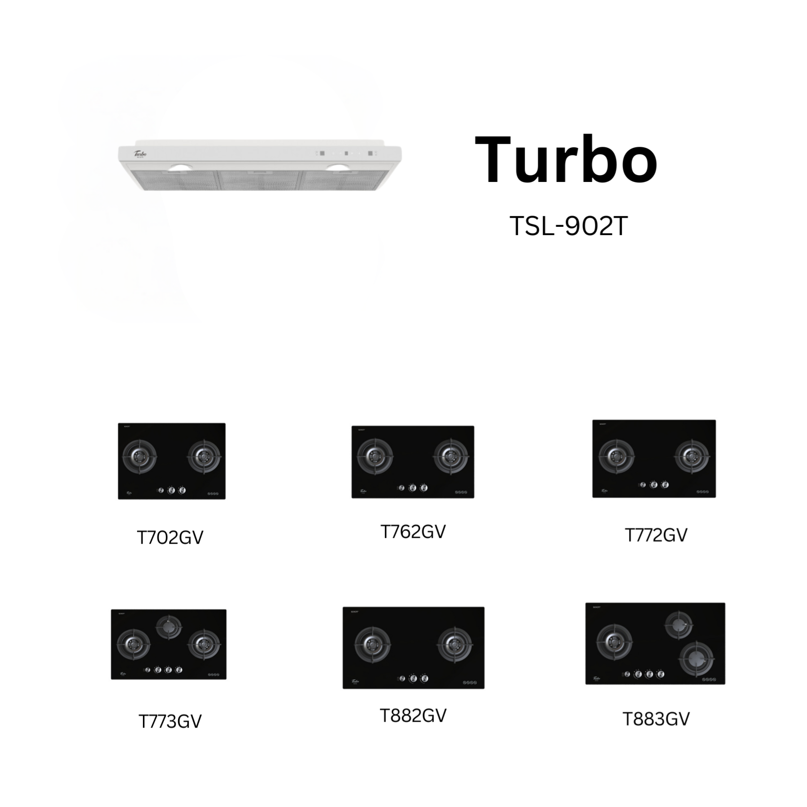 Turbo TSL902T - 90cm Bright White Slimline Hood + Hob Package