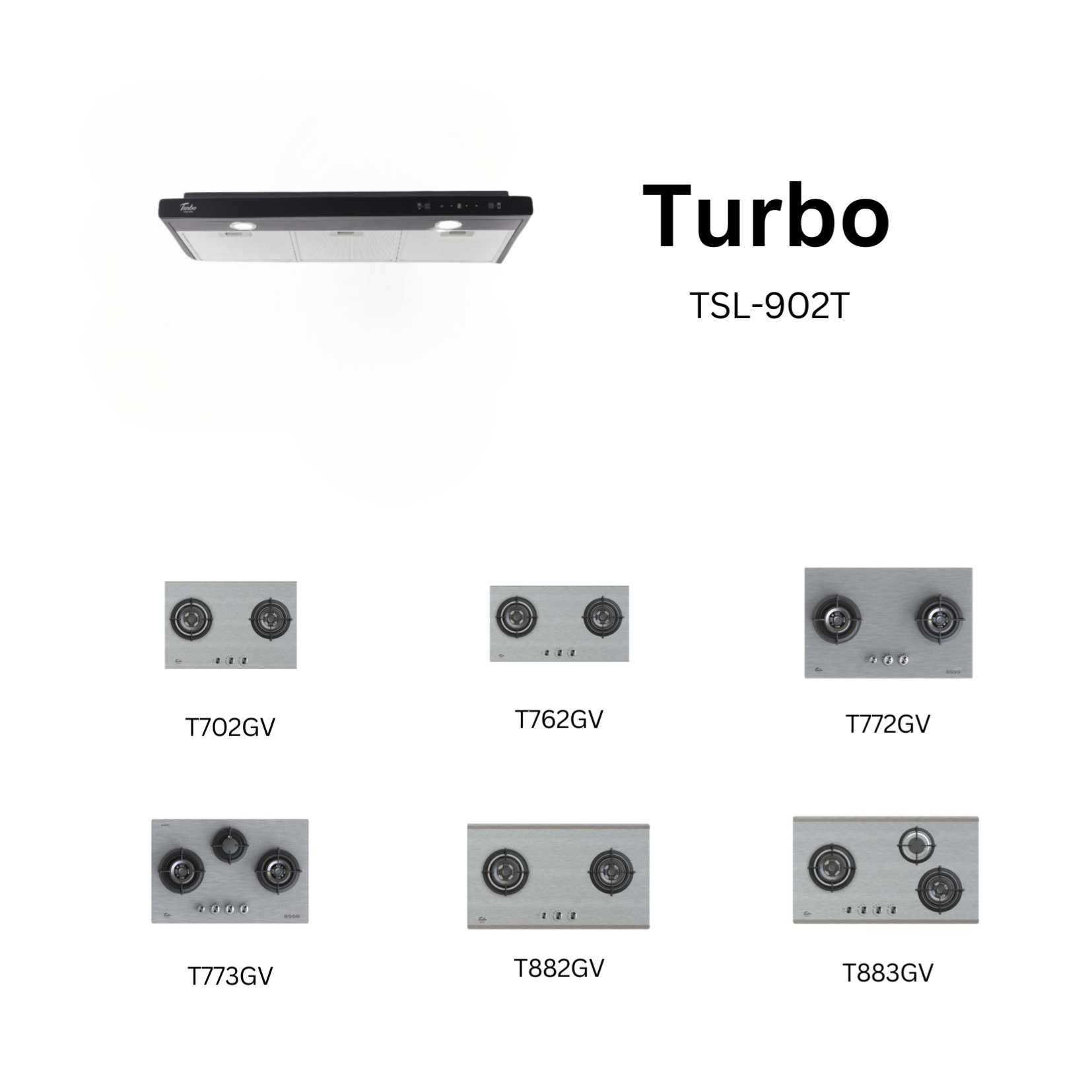 Turbo TSL902T - 90cm Matt Black Slimline Hood + Hob Package