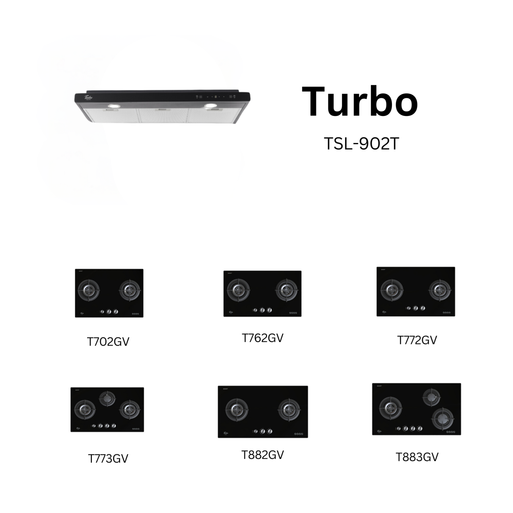 Turbo TSL902T - 90cm Matt Black Slimline Hood + Hob Package