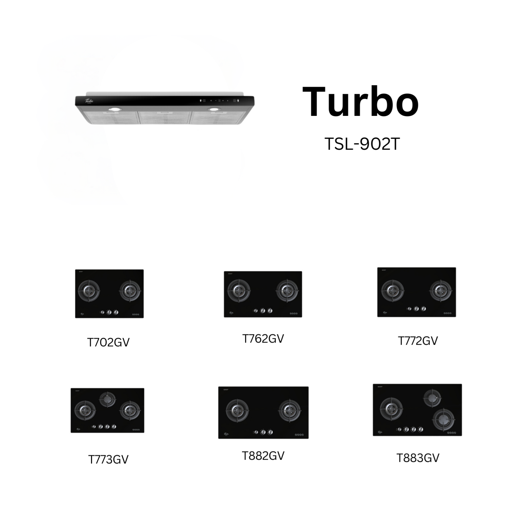 Turbo TSL902T - 90cm Stainless Steel Slimline Hood + Hob Package