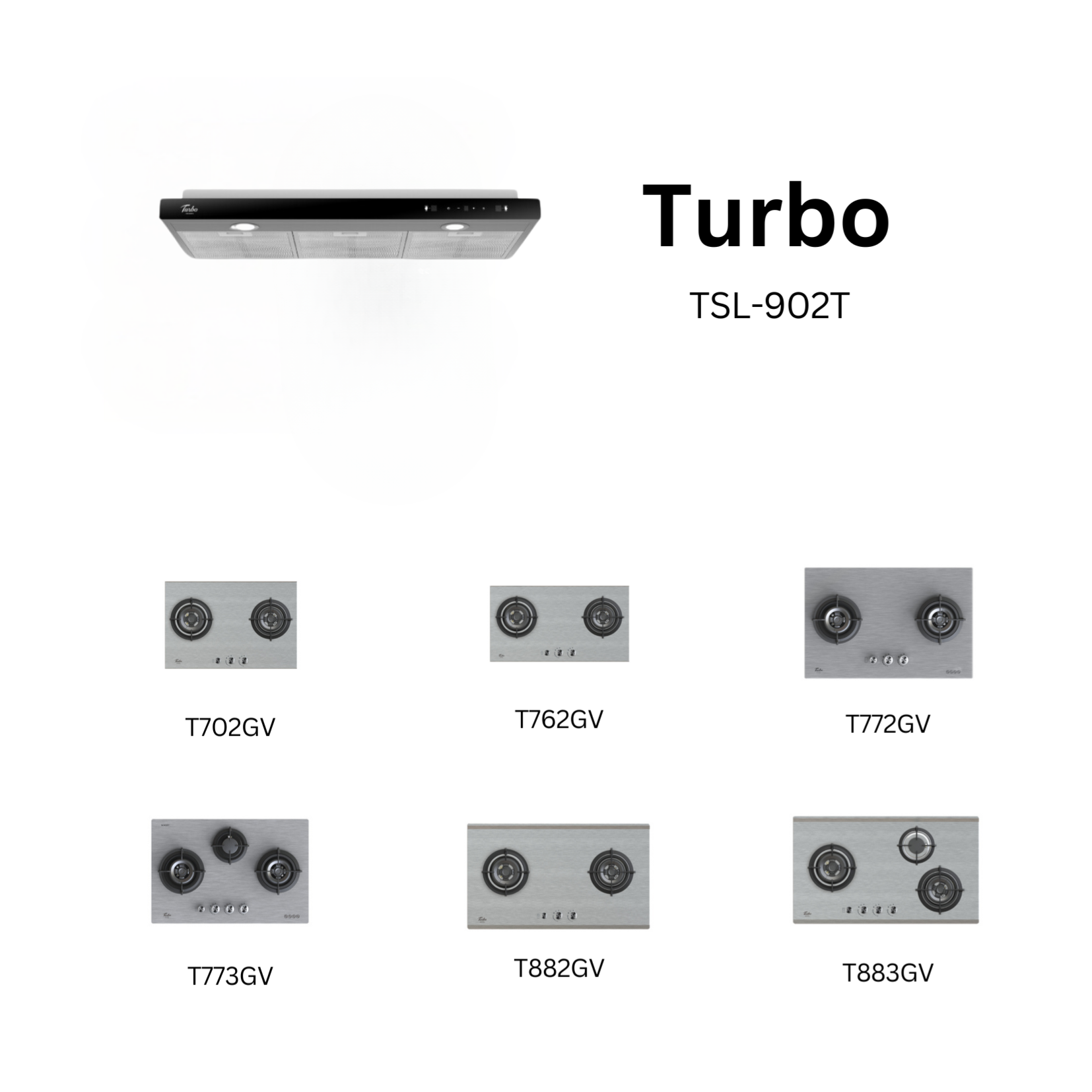 Turbo TSL902T - 90cm Stainless Steel Slimline Hood + Hob Package