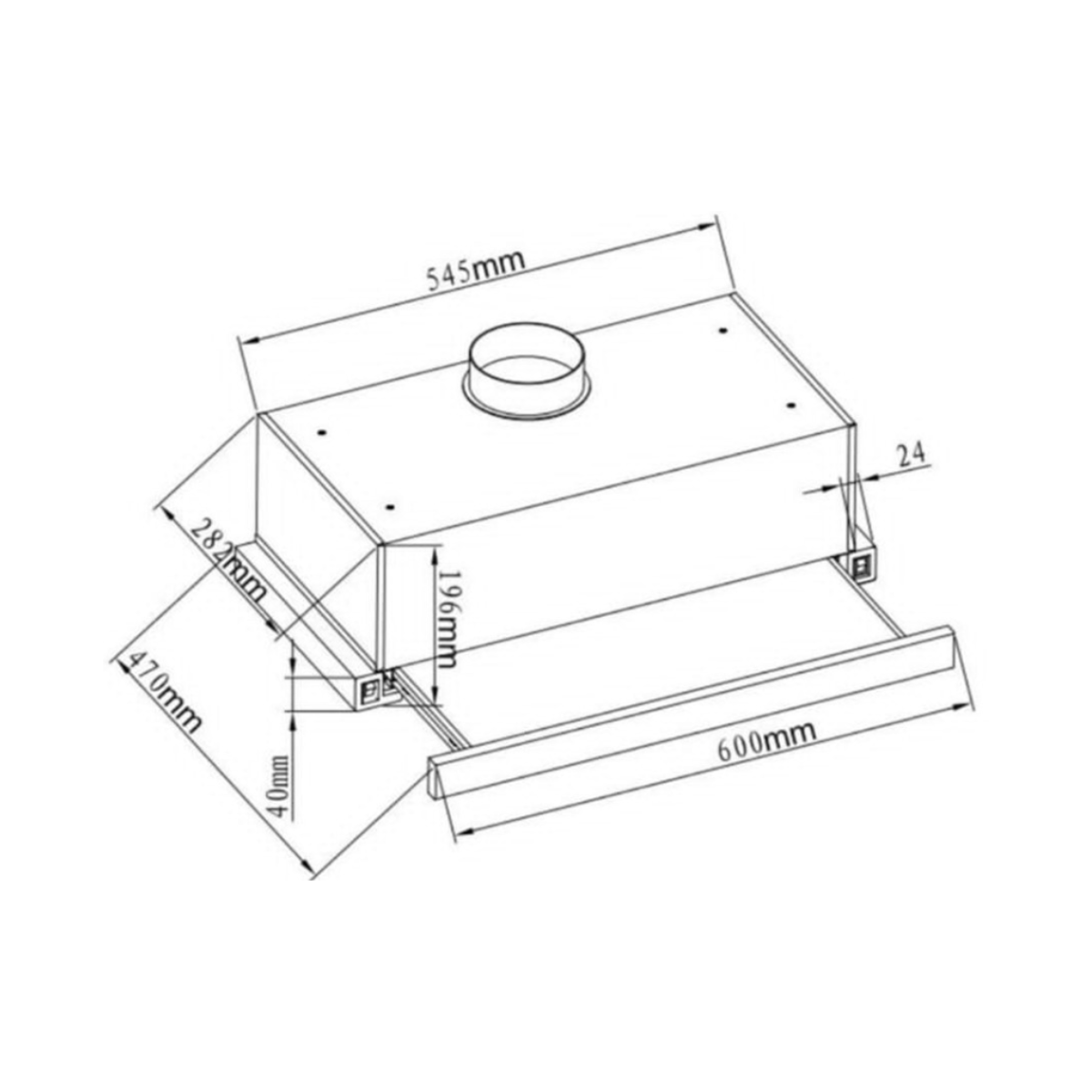 Turbo TL500-60 BK - 60cm Telescopic Hood