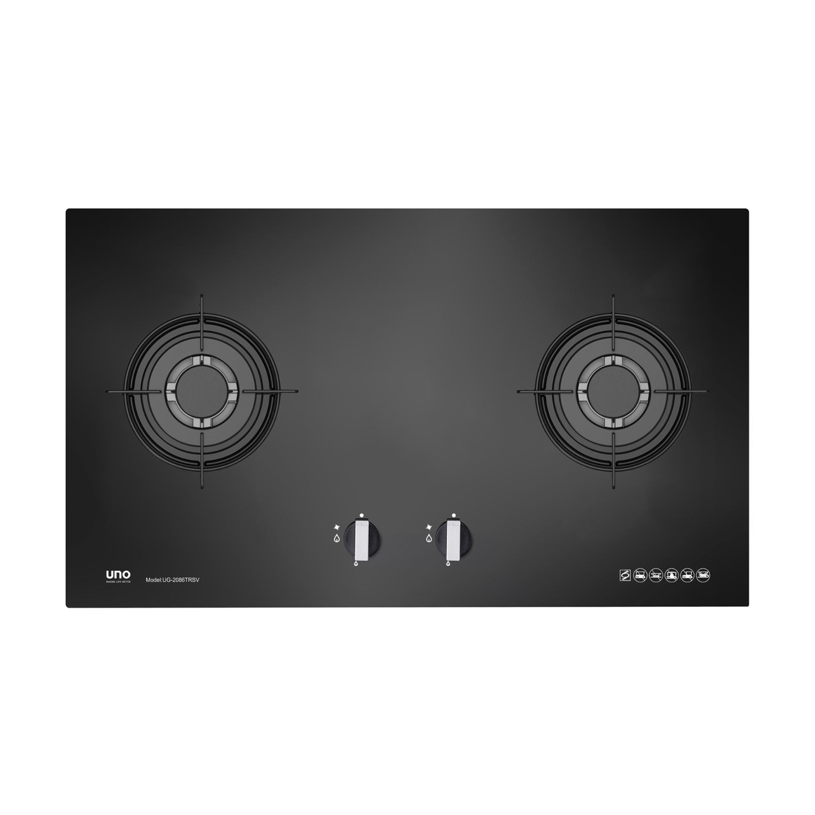 UNO UG2086TRSV - 86cm Glass Hob 2 Burners