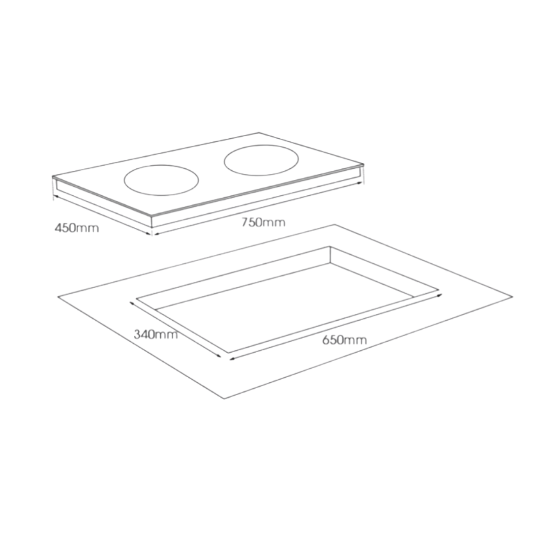 Turbo TIA800B  - 73cm Built-In Induction Hob 2 Burners