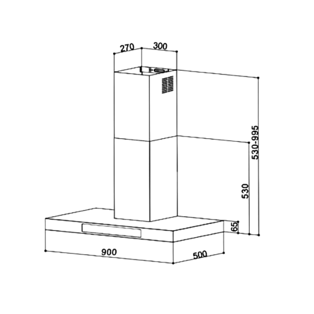 Valenti VH6019MS - 90cm Stainless Steel Chimney Hood