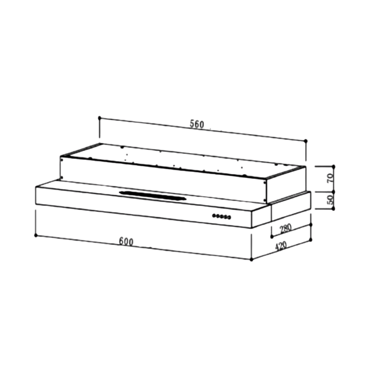 Valenti VH1026MS - 60cm Stainless Steel Semi Integrated Hood