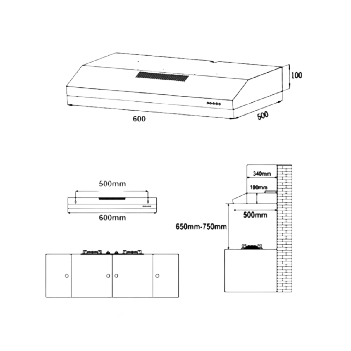 Valenti VH3026MS - 60cm Stainless Steel Slimline Hood