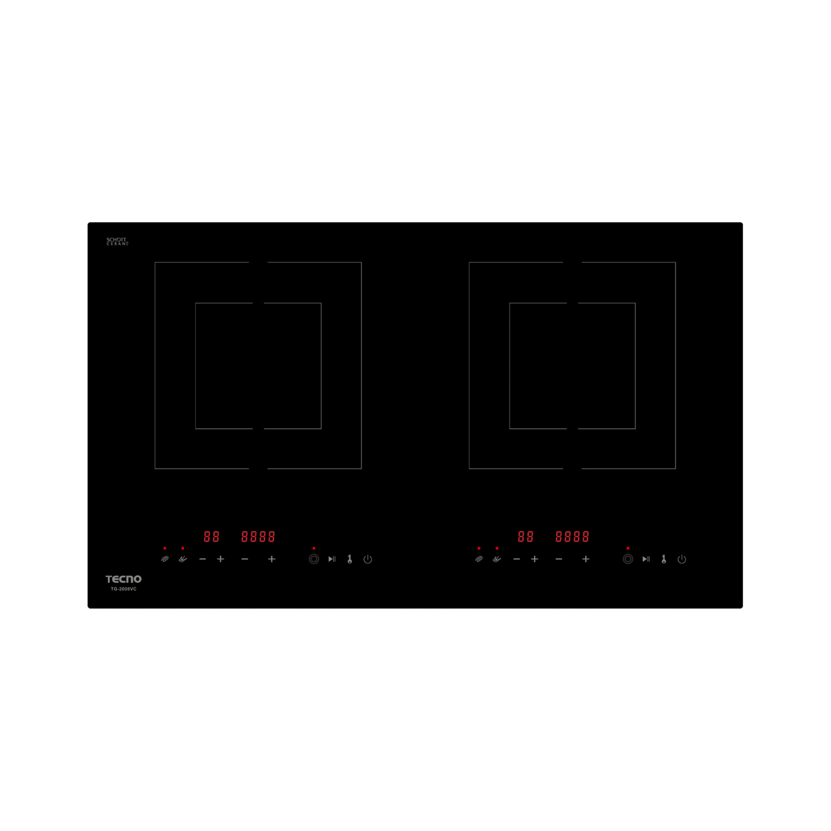 Tecno TG 2008VC - 70cm Vitro-Ceramic Hob 2 Burners
