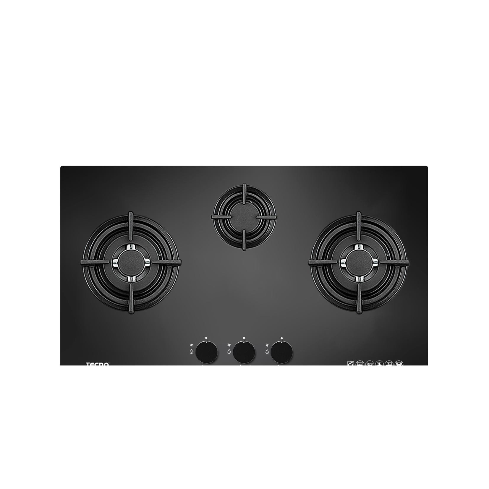 Tecno T 738TRSV - 70cm Tempered Glass Hob 3 Burners